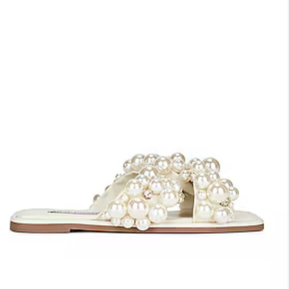 Steve Madden NWOB Duri Pearl Rhinestone Embellished Wedding Bridal Sandals 8.5 - Picture 2 of 10